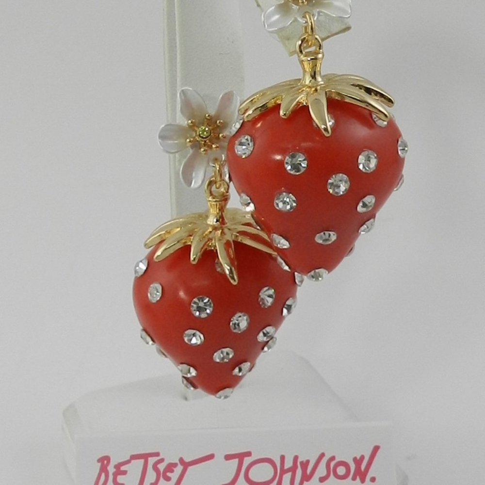 Betsey Johnson Strawberry Drop Earrings